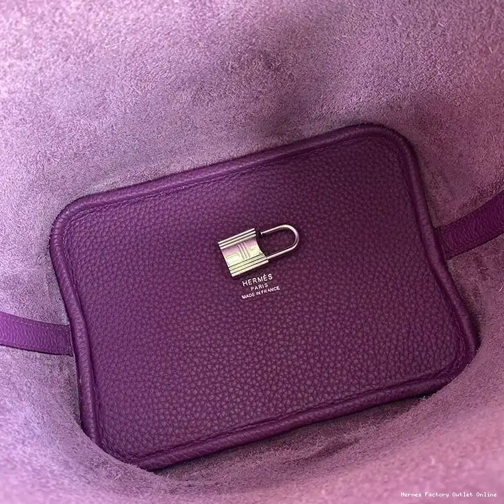 Affordable In Hermes Purple Clemence Hardware Gold Leather Picotin Bag Palladium Lock 0418